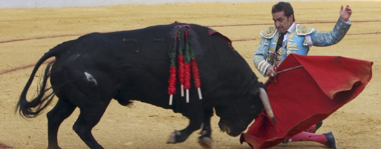 GRA320. ALMAGRO. 25/08/2016.- El diestro David Fandila "El Fandi" durante la faena a su primer toro en el tradicional festejo taurino del 25 de agosto en Almagro. EFE/Mariano Cieza Moreno