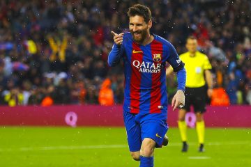 Alegría del jugador argentino del FC Barcelona, Leo Messi, tras marcar durante el partido de la trigésima jornada de Liga en Primera División que se juego en el Camp Nou. EFE/Alejandro García