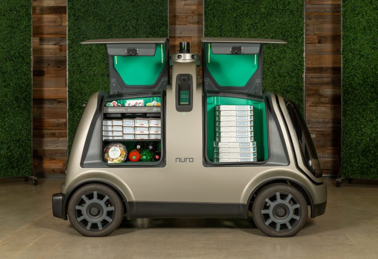 Así lucen los carros robotizados de delivery de pizza.
