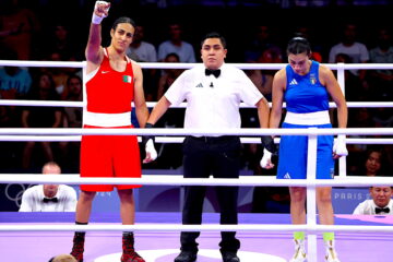 La argenlina Khelif había sido descalificada de los Mundiales de Boxeo de 2023. (Francia, Italia) EFE/EPA/YAHYA ARHAB