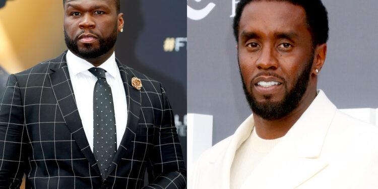 Combo de fotografías de archivo donde aparecen el rapero estadounidense Curtis Jackson "50 Cent" (i) y el cantante Sean 'Diddy' Combs. El rapero estadounidense 50 Cent está produciendo una serie documental para Netflix sobre las acusaciones de tráfico sexual y crimen organizado contra Sean 'Diddy' Combs, informó este miércoles Variety. EFE/ Sebastien Nogier/Nina Prommer