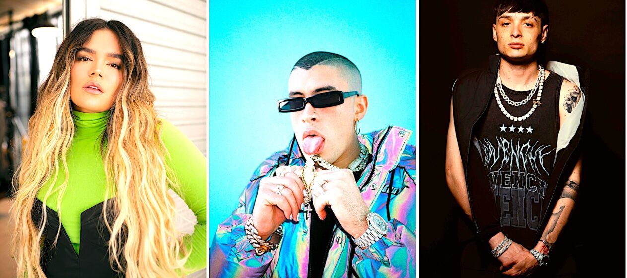 Composición de tres fotografías cedidas por Telemundo donde aparece la cantante colombiana Karol G, el puertorriqueño Bad Bunny (c) y el mexicano Peso Pluma que lideran las nominaciones a los Latin Billboard. La colombiana Karol G encabezó con 17 menciones la lista de los nominados a los premios Latin Billboard, que se entregan el próximo 20 de octubre en Miami, seguida del puertorriqueño Bad Bunny y el mexicano Peso Pluma, con 15 cada uno. EFE/Telemundo /