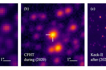 Investigadores de varios países han descubierto un planeta rocoso alrededor de una estrella ya muerta que da pistas sobre cómo podría ser la Tierra dentro de unos 8.000 millones de años, cuando se haya "apagado" el Sol. Imagen de la zona donde ocurrió ese "evento". EFE/OGLE, CFHT, Observatorio Keck