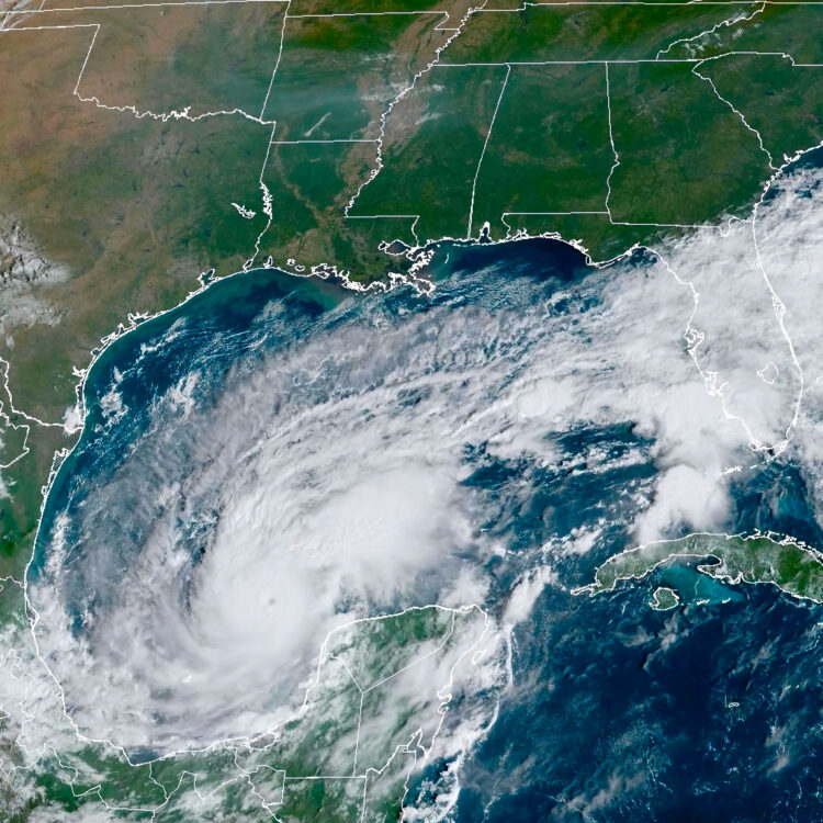 Fotografía satelital cedida por la Oficina Nacional de Administración Oceánica y Atmosférica (NOAA) a través del Centro Nacional de Huracanes (NHC) estadounidense donde se muestra la localización del huracán Milton este lunes, en el Golfo de México. Milton se ha fortalecido rápidamente y se ha convertido en un huracán de categoría 4, en la escala Saffir-Simpson de un total de 5, con vientos máximos sostenidos de 240 kilómetros por hora (150 millas), según el Centro Nacional de Huracanes (NHC). EFE/NOAA-NHC