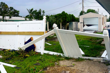 Fotografía del exterior de una casa afectada por el paso del Huracan Milton, este jueves en la ciudad de Fort Myers, en Florida (Estados Unidos). El huracán Milton deja hasta ahora en su paso por la península de Florida -la que atravesó de oeste a este entre miércoles y jueves- graves inundaciones por lluvias y marejada ciclónica, destrozos, centenares de miles de personas evacuadas y al menos cuatro muertos debido a tornados ocurridos antes de la llegada del ciclón. EFE/ Antoni Belchi