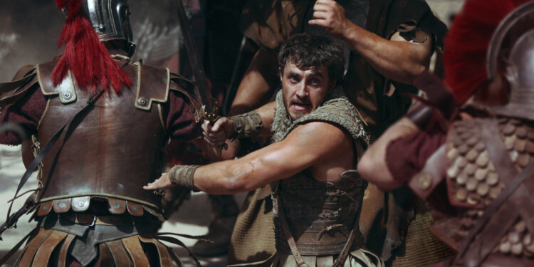 Paul Mescal plays Lucius in Gladiator II from Paramount Pictures.