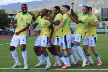 La selección sub-20 de Brasil clasificó al Mundial de la categoría con su triunfo ante Paraguay en el estadio Olímpico de la Universidad Central en Caracas. EFE/ Miguel Gutiérrez