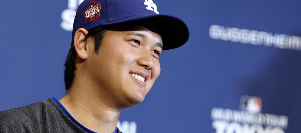 Shohei Ohtani, de Los Angeles Dodgers, durante la rueda de prensa de este viernes en Tokio. EFE/EPA/FRANCK ROBICHON