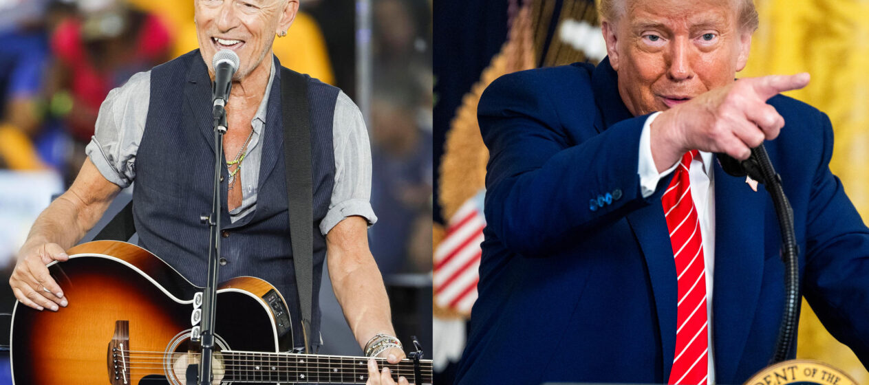 Combo de fotografías de archivo donde aparecen el músico Bruce Springsteen y el presidente de Estados Unidos, Donalds Trump. EFE
