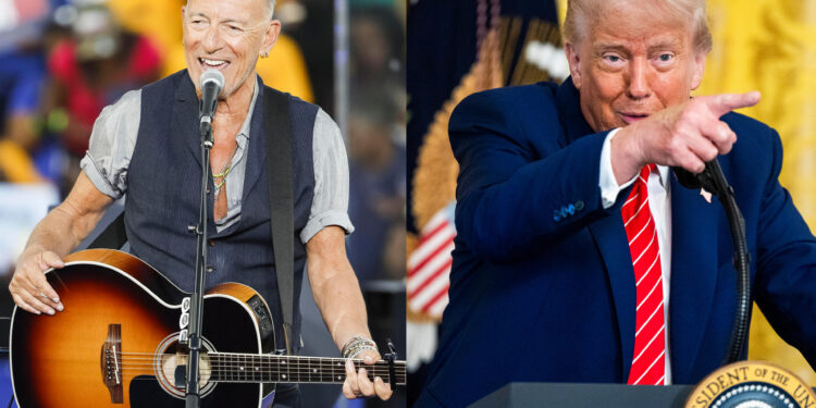 Combo de fotografías de archivo donde aparecen el músico Bruce Springsteen y el presidente de Estados Unidos, Donalds Trump. EFE
