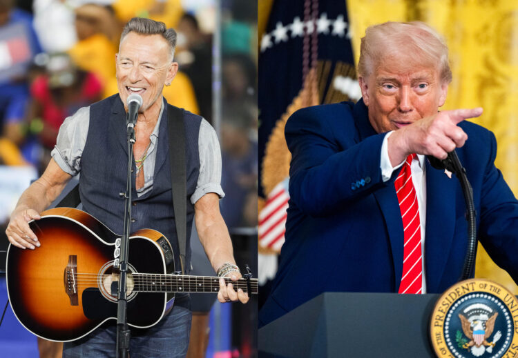 Combo de fotografías de archivo donde aparecen el músico Bruce Springsteen y el presidente de Estados Unidos, Donalds Trump. EFE