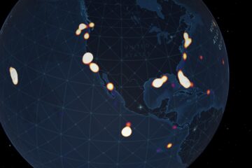 Mapa de calor muestra la concentración de inmersiones en aguas profundas conocidas con observaciones visuales en el océano Pacífico. EFE/Crédito: Liga Ocean Discovery