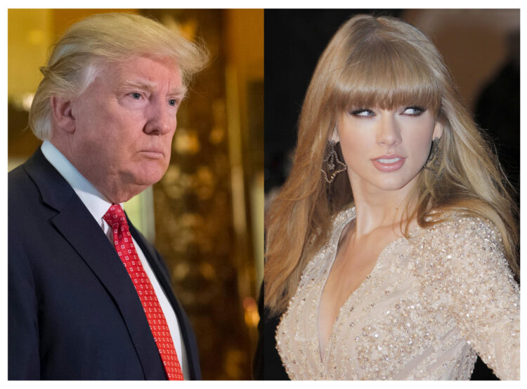 Combo de fotografías de archivo que muestra al presidente de los Estados Unidos Donald Trump y a la cantante Taylor Swift. EFE/ Archivo